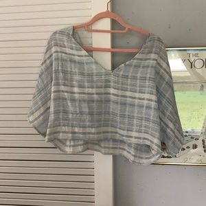 Blue & White Listicle flyaway crop top size L